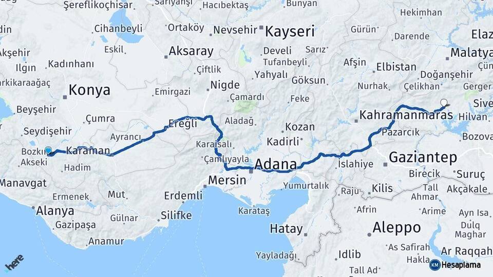 Bozkır Adıyaman Arası Kaç Km - Yol Tarifi