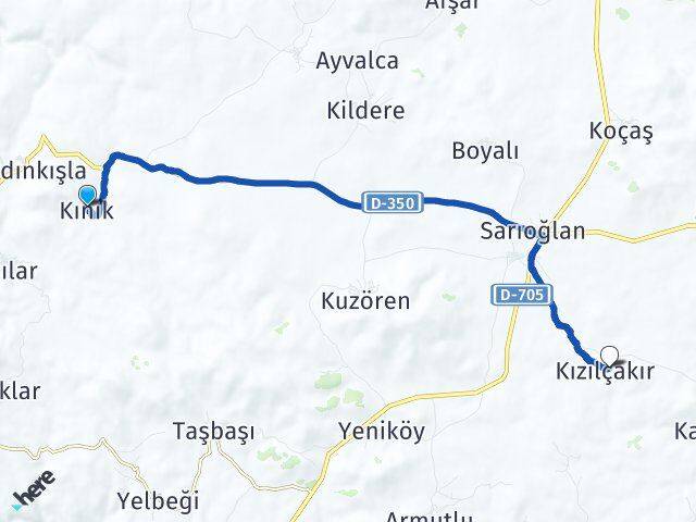 Kınık Kızılçakır Arası Kaç Km - Yol Tarifi