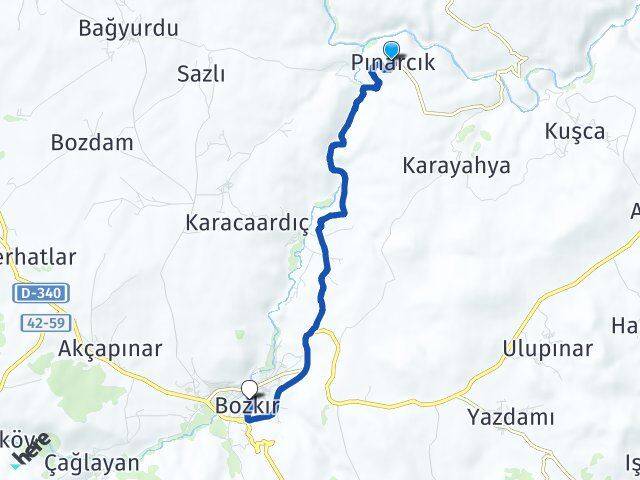 Pınarcık Bozkır Arası Kaç Km - Yol Tarifi