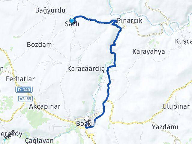 Sazlı Bozkır Arası Kaç Km - Yol Tarifi