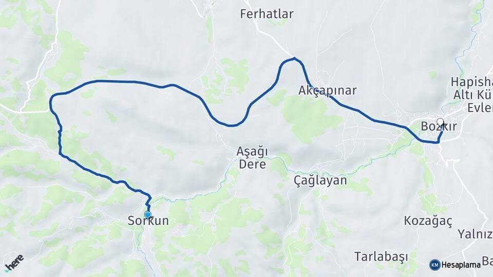 Sorkun Bozkır Arası Kaç Km - Yol Tarifi