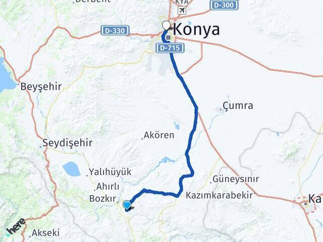Tepearası Selçuklu YHT Garı Arası Kaç Km - Yol Tarifi