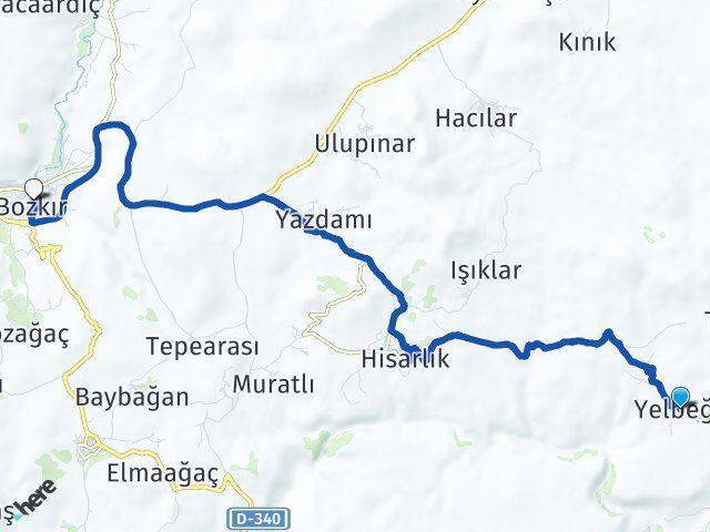 Yelbeği Bozkır Arası Kaç Km - Yol Tarifi