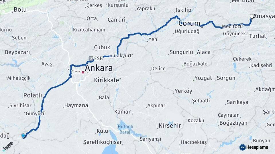 Çeltik Amasya Arası Kaç Km - Yol Tarifi