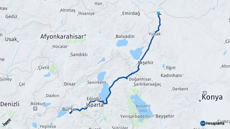 Çeltik Burdur Arası Kaç Km - Yol Tarifi