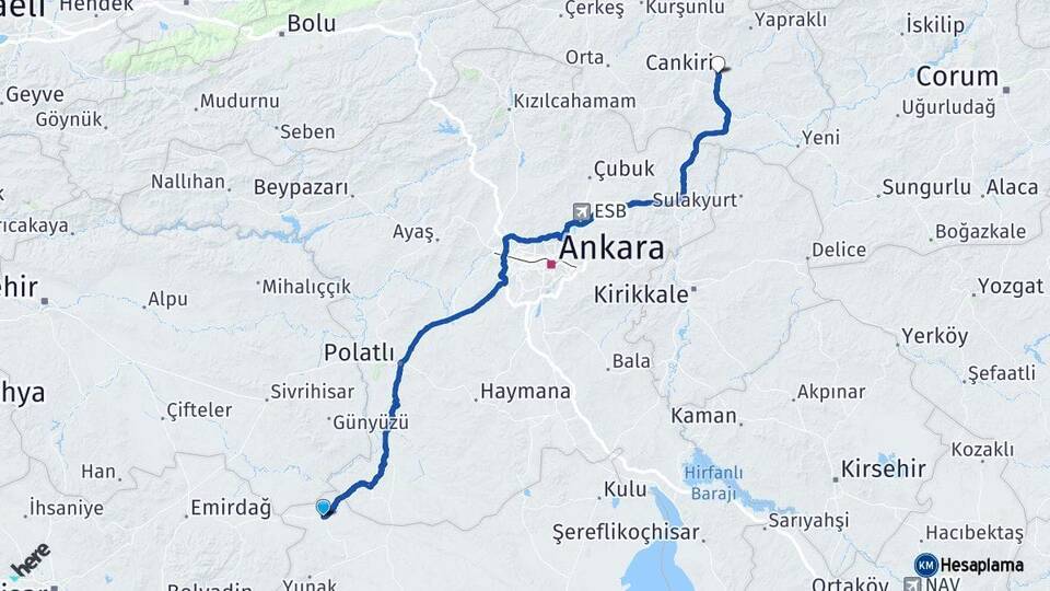 Çeltik Çankırı Arası Kaç Km - Yol Tarifi