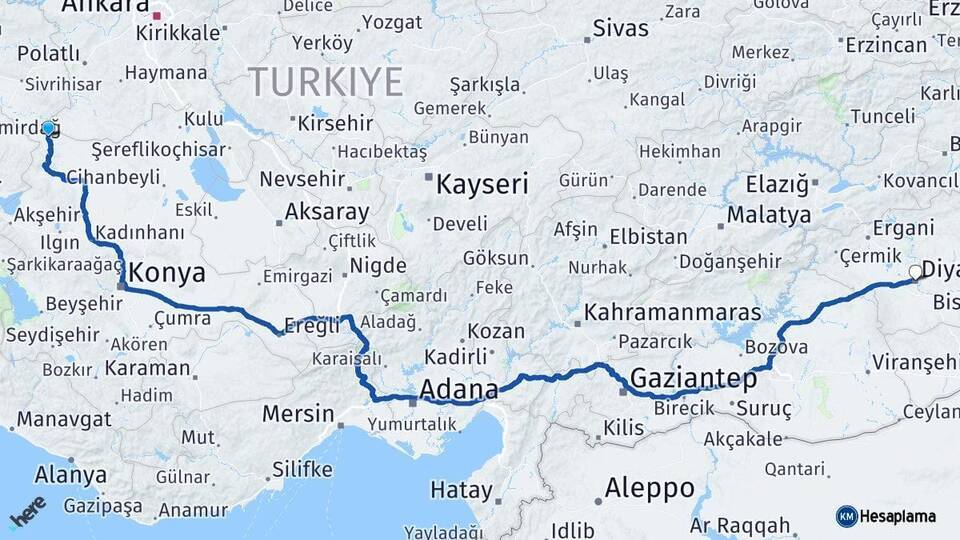 Çeltik Diyarbakır Arası Kaç Km - Yol Tarifi