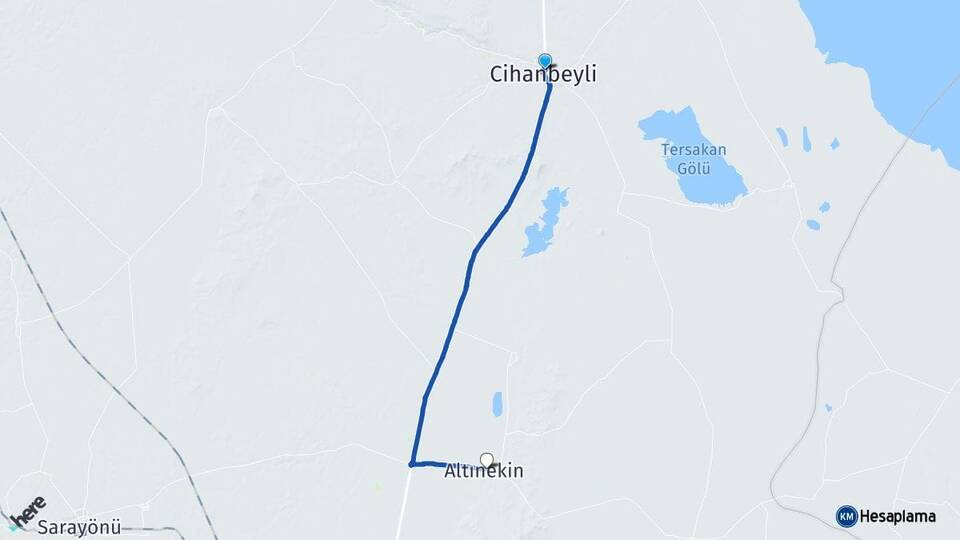 Konya Cihanbeyli Altınekin Arası Kaç Km - Yol Haritası
