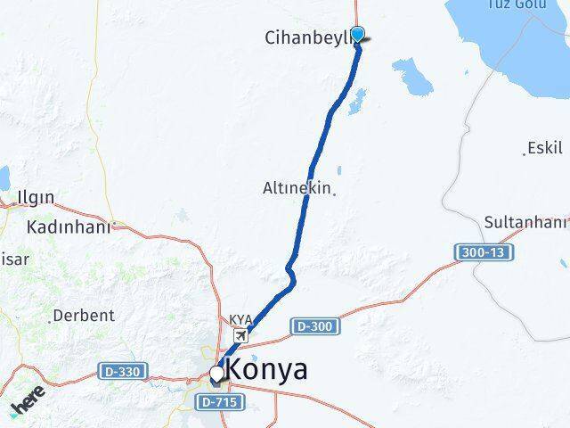 Atçeken Konya Arası Kaç Km - Yol Tarifi