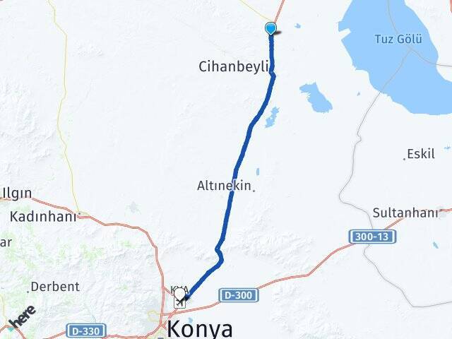 Damlakuyu Konya Havalimanı Arası Kaç Km - Yol Tarifi