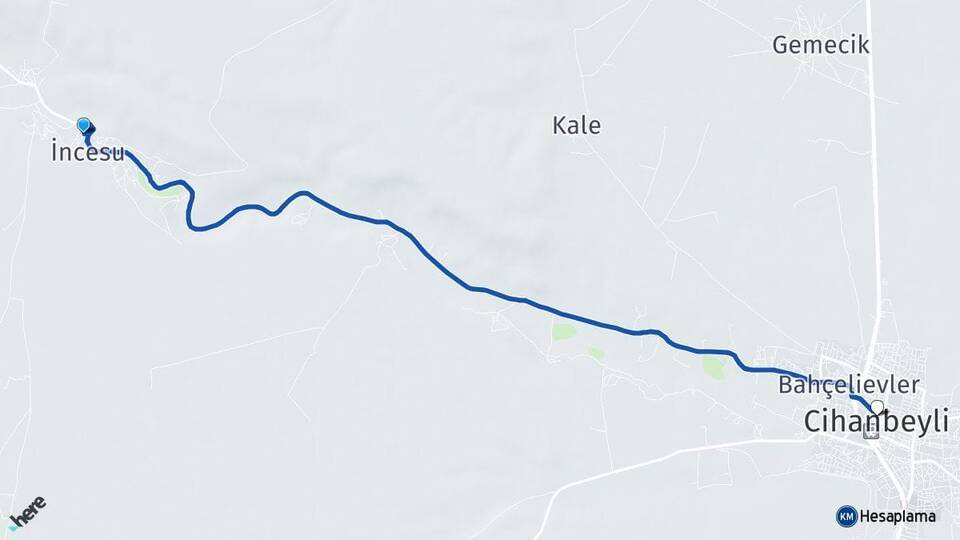 İnsuyu Cihanbeyli Arası Kaç Km - Yol Tarifi