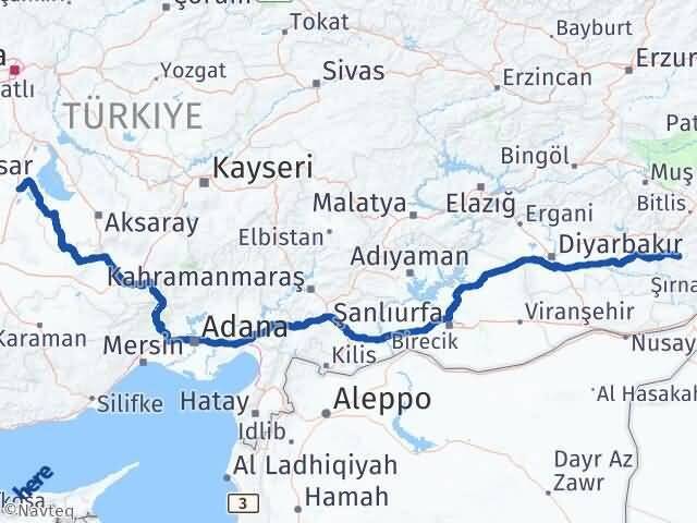 Konya Cihanbeyli Siirt Arası Kaç Km - Yol Haritası