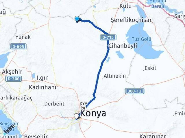 Tüfekçipınar Konya YHT Garı Arası Kaç Km - Yol Tarifi