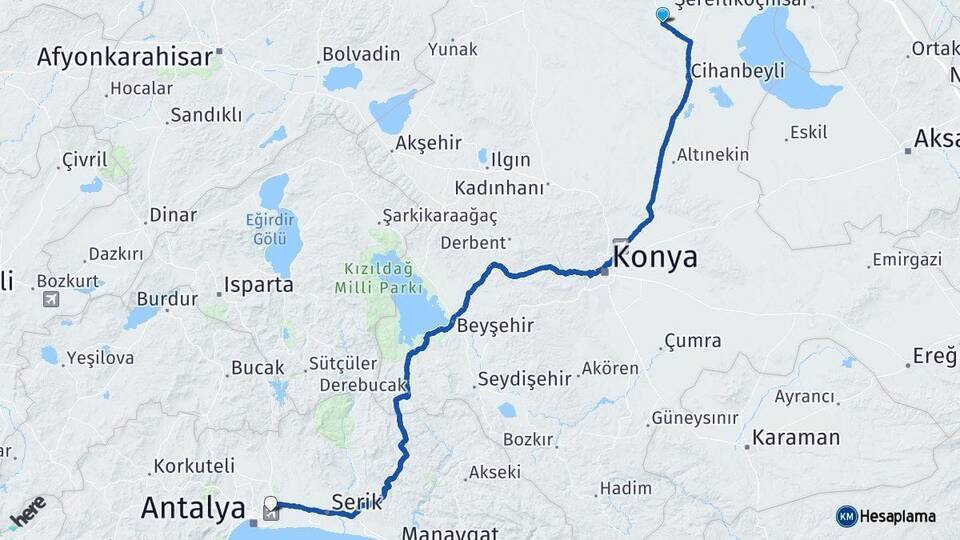 Yeniceoba Antalya Havalimanı Arası Kaç Km - Yol Tarifi