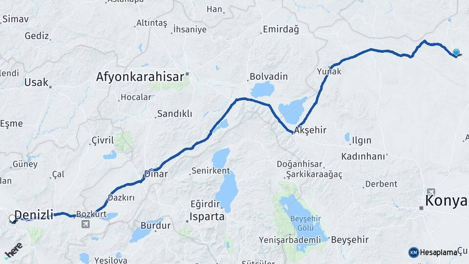 Yeniceoba Denizli Arası Kaç Km - Yol Tarifi