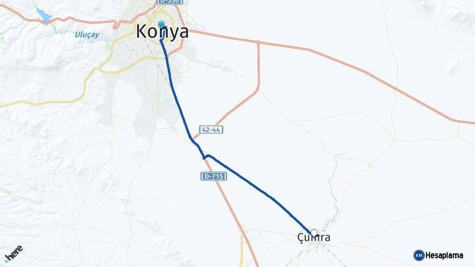Konya Çumra Arası Kaç Km - Yol Haritası
