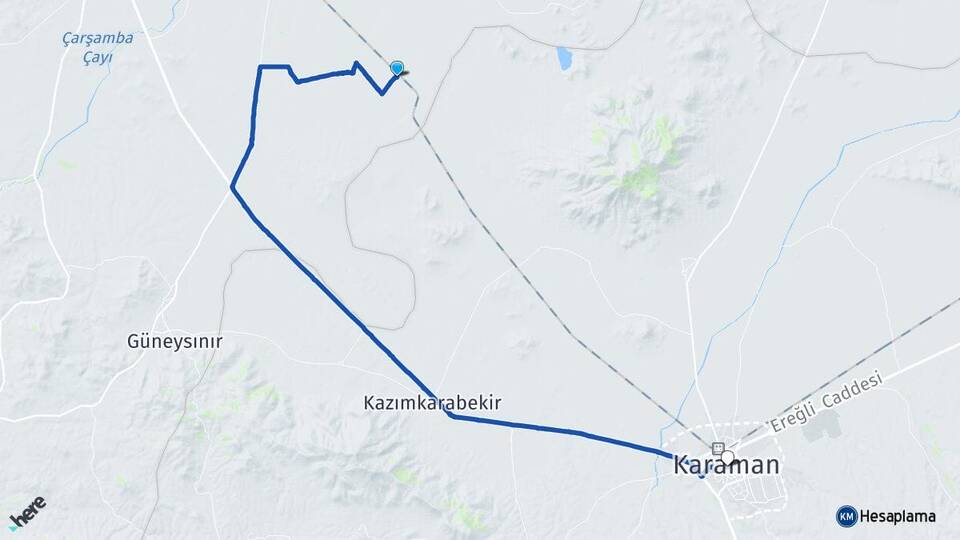 Konya Çumra Arıkören Karaman Arası Kaç Km - Yol Haritası
