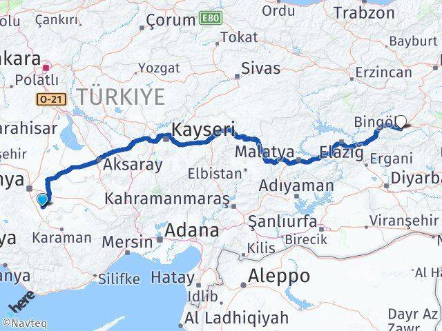 Çumra Bingöl Arası Kaç Km - Yol Tarifi