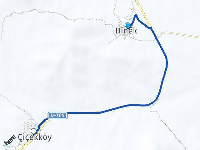 Dinek Çiçekköy Arası Kaç Km - Yol Tarifi