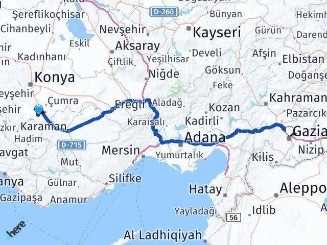 Doğanlı Gaziantep Arası Kaç Km - Yol Tarifi