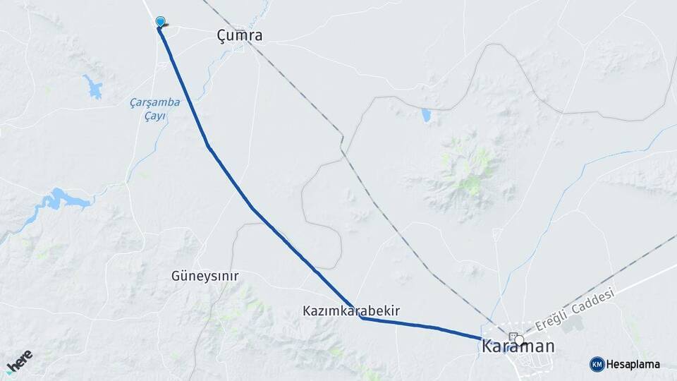 İçeriçumra Karaman Arası Kaç Km - Yol Tarifi
