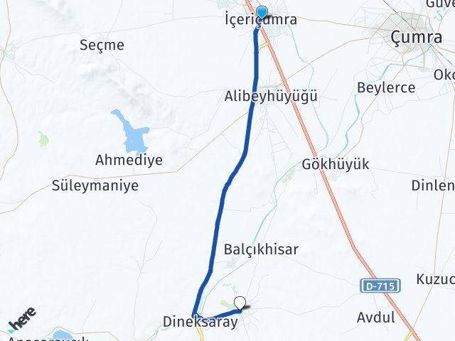 İçeriçumra Yenisu Arası Kaç Km - Yol Tarifi