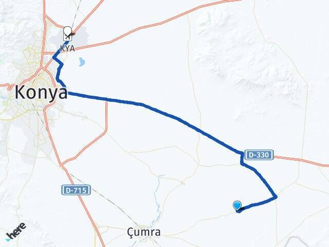 Türkmenkarahüyük Konya Havalimanı Arası Kaç Km - Yol Tarifi