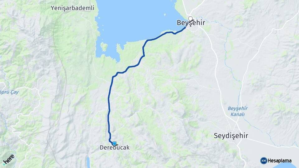 Konya Derebucak Beyşehir Arası Kaç Km - Yol Haritası