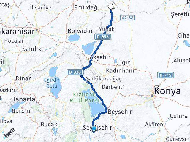 Konya Derebucak Çeltik Arası Kaç Km - Yol Haritası
