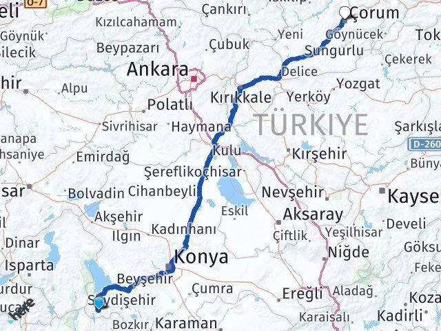 Derebucak Çorum Arası Kaç Km - Yol Tarifi