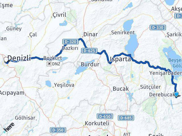 Derebucak Denizli Arası Kaç Km - Yol Tarifi
