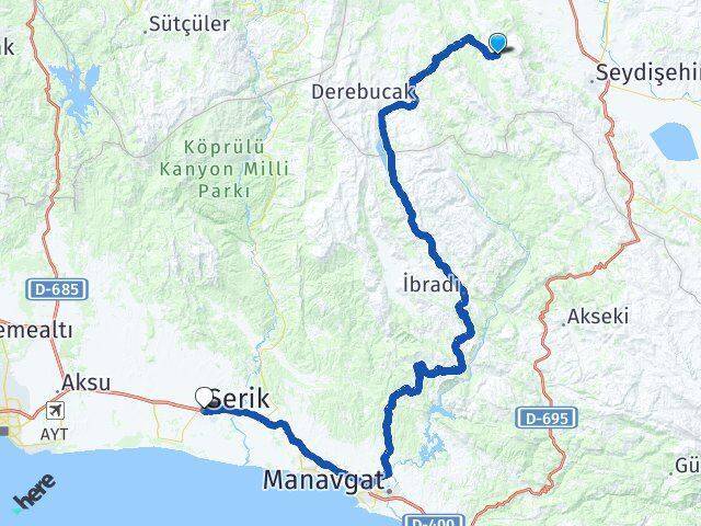 Durak Serik Arası Kaç Km - Yol Tarifi