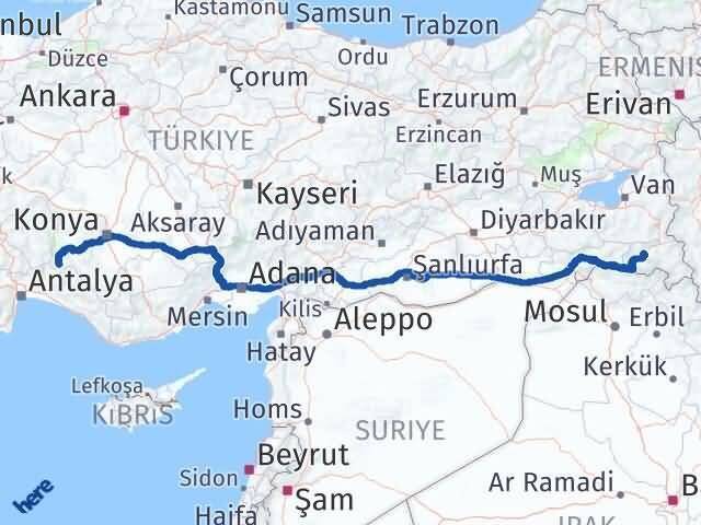 Derebucak Hakkari Arası Kaç Km - Yol Tarifi