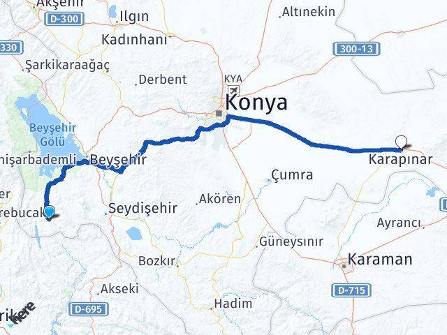 Konya Derebucak Karapınar Arası Kaç Km - Yol Haritası