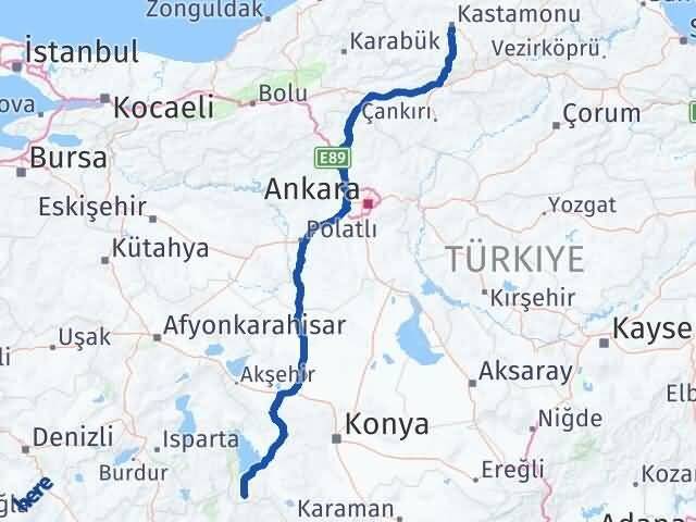 Konya Derebucak Kastamonu Arası Kaç Km - Yol Haritası