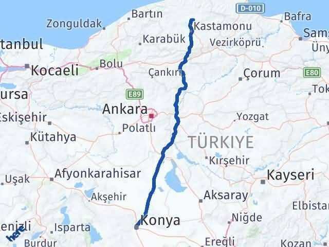 Konya Devrekani Kastamonu Arası Kaç Km - Yol Haritası