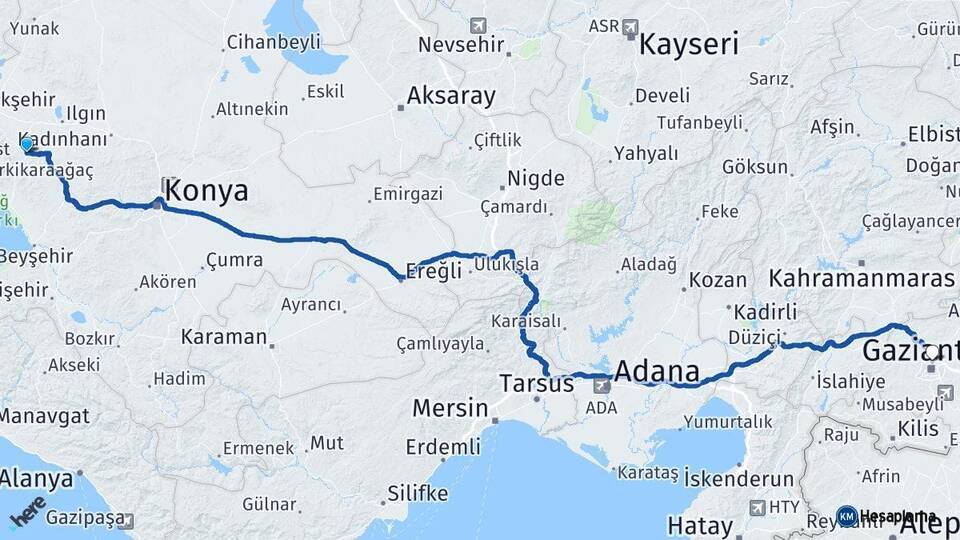 Doğanhisar Gaziantep Arası Kaç Km - Yol Tarifi