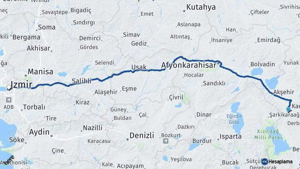 Doğanhisar İzmir Arası Kaç Km - Yol Tarifi