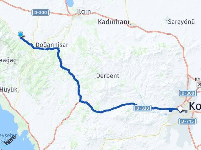 Karaağa Konya YHT Garı Arası Kaç Km - Yol Tarifi