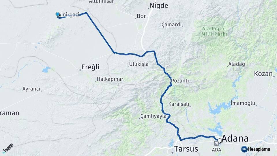 Emirgazi Adana Arası Kaç Km - Yol Tarifi
