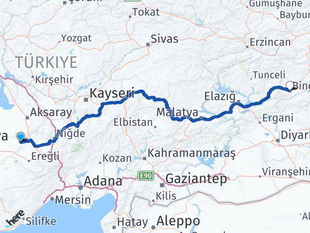 Emirgazi Bingöl Arası Kaç Km - Yol Tarifi