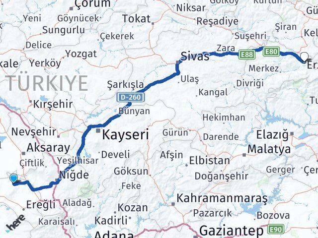 Emirgazi Erzincan Arası Kaç Km - Yol Tarifi