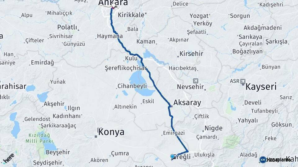 Ereğli Ankara Arası Kaç Km - Yol Tarifi