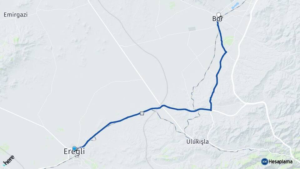Konya Ereğli Bor Niğde Arası Kaç Km - Yol Haritası
