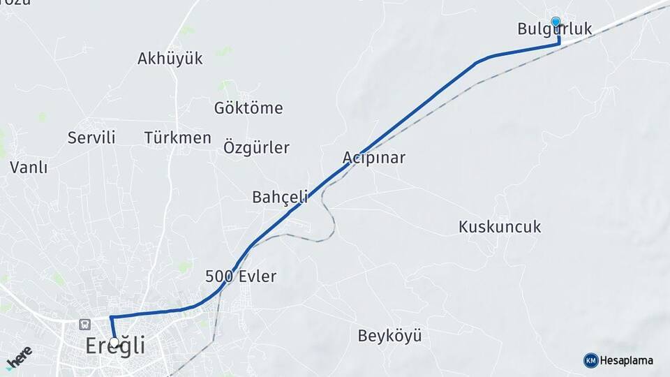 Bulgurluk Ereğli Arası Kaç Km - Yol Tarifi