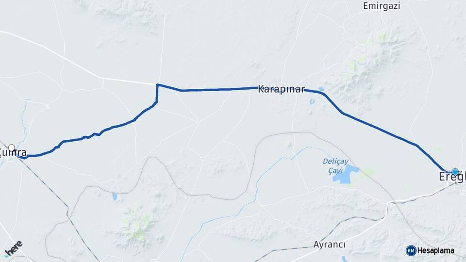 Konya Ereğli Çumra Arası Kaç Km - Yol Haritası