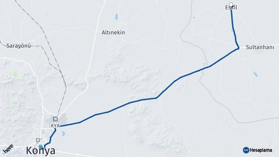 Konya Eskil Aksaray Arası Kaç Km - Yol Haritası