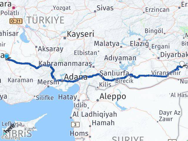 Konya Gercüş Arası Kaç Km - Yol Tarifi