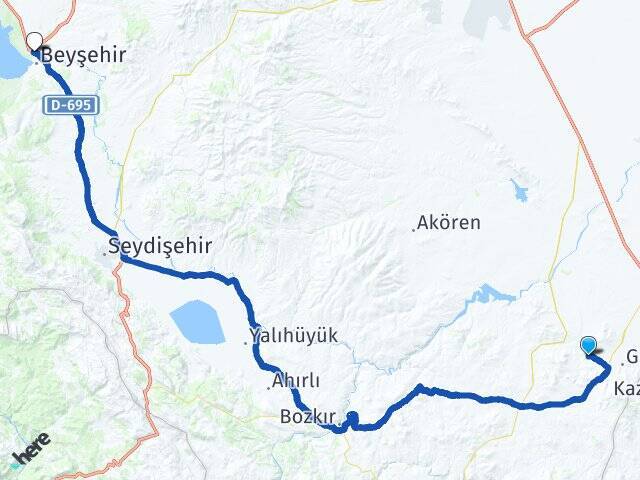 Avcıtepe Beyşehir Otogarı Arası Kaç Km - Yol Tarifi