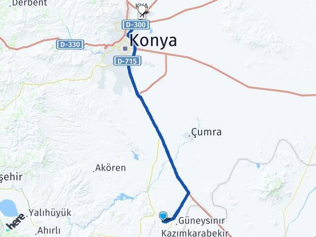 Avcıtepe Konya Havalimanı Arası Kaç Km - Yol Tarifi